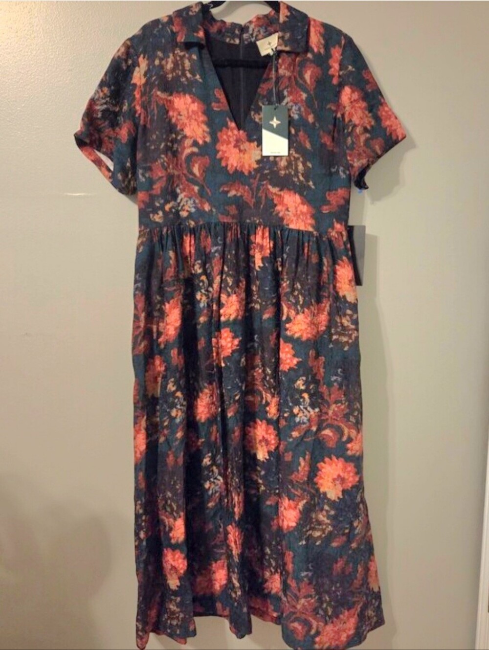 TUCKERNUCK Women's Green Persimmon Floral Jacquard Adelaide Dress. Sz XL - Picture 7 of 16